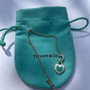 Return to Tiffany Love Turquoise Enamel Heart Tag Charm Toggle Bracelet